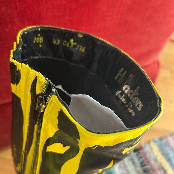 Vibrant Yellow and Black Women's Heeled Boots 10 - Picture 5 of 16